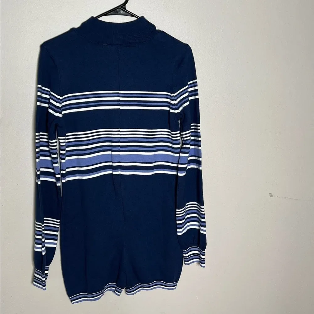 NWOT Free People Movement Blue It's Cold Outside Playsuit Navy Striped Sz Medium